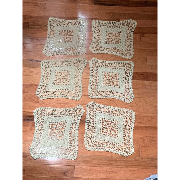 Set of 6 Handcrafted Beige Crochet Cotton Lace Doilies Home Decor 10"x11" - Picture 10 of 11